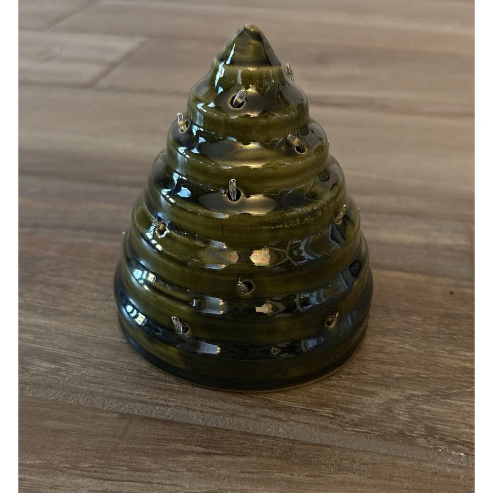 Handmade Ceramic Christmas Tree LED Lights 5" Tall‎ Battery Operated